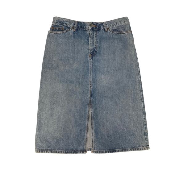 Gap Size 6 Light Wash Denim Midi Skirt with a Front Slit - Picture 8 of 8